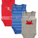 unisex stripe/applique custom made infant organic cotton smocked infant summer wear camo organic designer baby romper