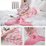Customized High Quality Ladies Striped Hollow Mermaid Tail Blankets thumbnail-1