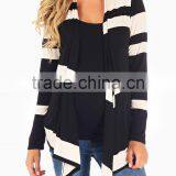 BLACK WHITE STRIPED COLORBLOCK MATERNITY CARDIGAN WHOLESALE MATERNITY CLOTHING thumbnail-1