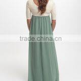 New Arrivals Maternity Dresses With Sage And Ivory Color Block Maternity Scoop Neck Maxi Dress Women Wear WD80817-1 thumbnail-2