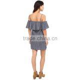 Summer Designer One Piece Ladies Casual Fashion Women Sleeveless Stripe Shirt Dress thumbnail-2