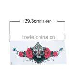 Paper Removable Waterproof Temporary Sternum Tattoo Sticker Body Art Red Rose Flower Pattern Skeleton Skull Temporary Tattoo thumbnail-2