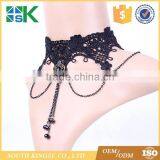 European and American Retro Party Queen Necklace Crystal Pendant False Collar Lace Necklace thumbnail-3