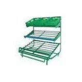 3 Layers Green Metallic Fruit And Vegetable Rack Display Stands With Label