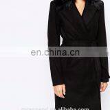 New Style Women Coat Model Tie Belt Women's Long Winter Coat With Faux Fur Collar thumbnail-4