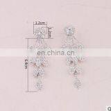 Vintage Long Silver Earrings for Women Crystal Leaf Wedding Earrings for Brides Big Party Earrings thumbnail-4