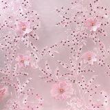 Dot Com Pink Pearls Tulle Lace Fabrics 3d Flowers Embroidery Designs African French Lace thumbnail-1