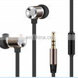 2017 Gray Flat Super Heavy Bass Cable Metal Earbuds With Mic for Iphone Samsung thumbnail-1