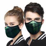Reusable Washable Silvadure Printed Green Tartan Antibacterial Knitted Fashion Sports Mask thumbnail-1