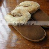 Warm Plush Fur Collar Cow Suede Upper Sheepskin Lining Men Leather Slipper thumbnail-2