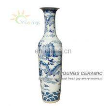 6 FEET Chinese Antique Hand Painted Large Dragon Floor Standing Vases For Sale