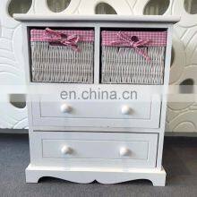 White Chest Drawers Storage Unit Wicker Baskets Pink Girls Furniture Shabby Chic thumbnail-3