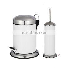 Stainless Steel Trash Bin Garbage Trash Bin Smart Toilet Brush Set