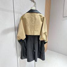 Genuine Leather Jacket Sheepskin Splicing Fabric 2024 Autumn New Jacket Women's Fashion Trendy Windbreaker Mid-length thumbnail-3