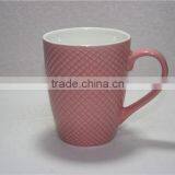 12 OZ Embossed and Color Glazed Porcelain Hot Pink Coffee Mug thumbnail-1