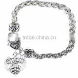 Genuine Austrian Clear Crystal Policeman's Wife Heart Charm Chain Link Bracelet thumbnail-1