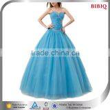 Western Quinceanera Dresses Royal Blue and White Wedding Dresses Muslim Hijab Wedding Dress Crystal Beaded Bodice Evening Dress thumbnail-1