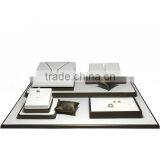 Custom Logo Printed Perfect Design Luxury White Leather Jewelry Display Sets