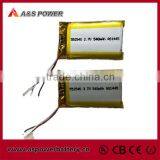 lipo Battery 3.7v 540mAh Lithium polymer Battery , 3.7v 540mAh li polymer battery for Bluetooth P552540 cell