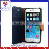 Color Combo Buckle Jean Materail Leather Case Cover for Iphone 6 thumbnail-4