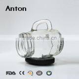 Clear Embossed Glass Mason Jar With Gold Metal Lid thumbnail-4