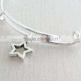 Custom Jewelry Silver Hollow Star Charm Bangle