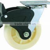 43 Series Double Ball Raceway Structure Top Plate Swivel White Pattern Nylon Caster With Nylon Total Lock Brake thumbnail-1