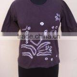 Round Neck Purple Color Screen Printed Beautiful T-shirts & Shirts / 100% Hojari Fabric T-shirts thumbnail-1