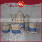 Wholesale creativity ceramic handpainted blue color tea pot sugar pot milk pot cup and saucer