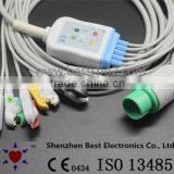 Spacelabs Curbell CBM-05MA-10AS-0021 ECG 5 Lead Cable and Leadwires IEC Grabber Round 17pin