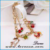 Sterling Santa Christmas Gold Alloy Leather Charms Bracelet thumbnail-4