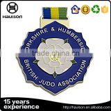 personalized wholesale custom polished diecast petal shape soft enamel iron zinc alloy plating gold sport medal of honor with ri