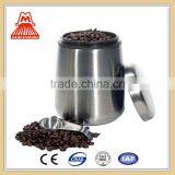 STAINLESS STEEL HOME COFFEE CANISTER /FOOD STORAGE CONTAINER WITH MAGNET LID AND SCOOP thumbnail-2