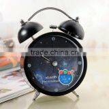 Supply Fashion Colorful Ultra-quiet With Light Twin Bell Alarm Clock --black Sky