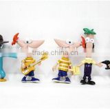 Popular cartoon Phineas and Ferb Action Figurine,U.S. cartoon Phineas and Ferb plastic mini figure,3d plastic pvc mini figures