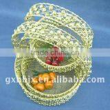 Round gold wire decorative with pearl bussiness gifts basket