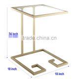 New Simple Design Hotel Furniture Metal Iron Black Display Table With Glass Top thumbnail-2