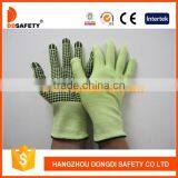 DDSAFETY 13G Hi Vis Fiberglass Protective Glove With Black PVC Dots On Plam Anti Cut Safety Gloves thumbnail-1