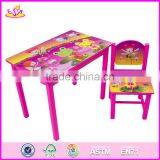 2017 New Design Home / School / Pink Wooden Girls Table and Chairs W08G197 thumbnail-4
