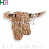 Wooden Animal Heads Trophy Head Bull thumbnail-2