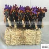 Straw and Fabric Scarecrow Witch for Halloween Decoration thumbnail-4