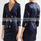 Classic Button Fastenings Double-Breasted Stretch-Velvet Mini Dress Women Blazer Design Names Of Ladies Dresses HSD5701 thumbnail-1
