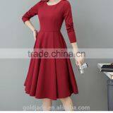 2016 Customized Manufacture Fashionable Wholesale Women Plain Color Dress Long-sleeve Spring Autumn Ladies Dress thumbnail-2