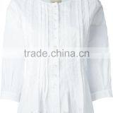 High Quality Ladies Fancy White Pleated Blouse Fashion Design thumbnail-5