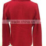 Women V-neck Boiled Wool Cardigan Sweater thumbnail-2