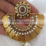 RAM LEELA Dangler Gold Tone Dangler COIN TEMPLE EARRINGS thumbnail-2
