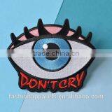 Custom Hand Made Don't Cry Eye Embroidered Patch for Clothes Embroidery Patch Made in China Choose Size/color thumbnail-1