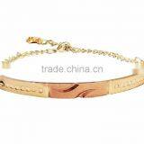 Imitation Artificial 18kt Three Tone Plated Bangle Bracelet With Extension Chain thumbnail-1
