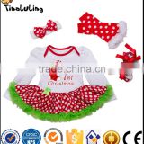 Wholesale children's boutique clothing Factory Directly polka dot patternn baby clothes christmas long sleeve baby rompers