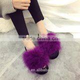 2017 Ostrich Hair Plush Fur Woman Slipper Outdoor Turkey Fur Slides Fslipper-8 thumbnail-3